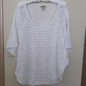 Lucky Brand White Butterfly Sweater Sz Large